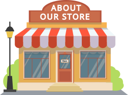 Storefront with words about our store